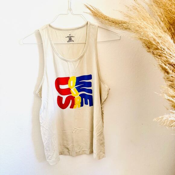 FABLETICS Cream Red Yellow Blue 24/7 Unisex Pride Us Our We Tank Top Shirt S - Picture 2 of 11